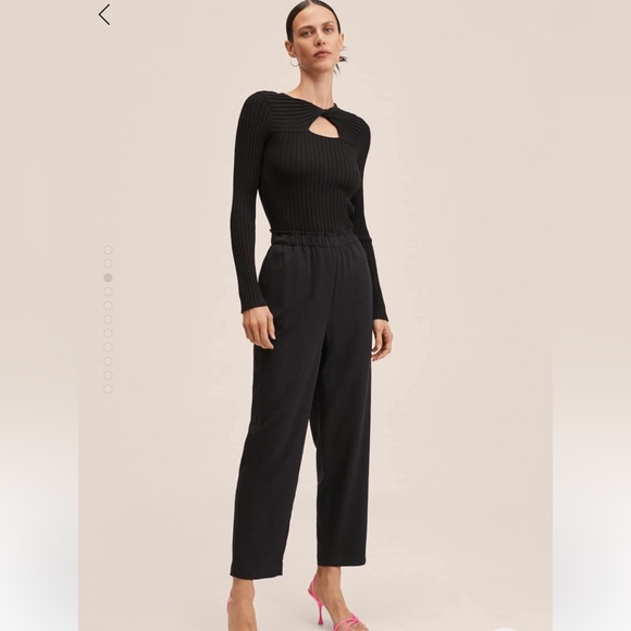 Elastic waist crop trousers - Picture 3 of 6